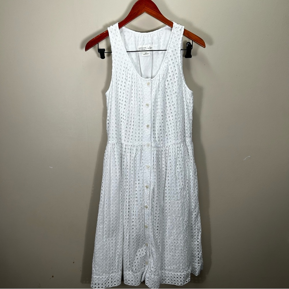 Kate Spade Broome Street White Eyelet Lace Sleeveless Button Front A Line Dress